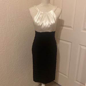 Cocktail Dress - form fitting pleated /satin top